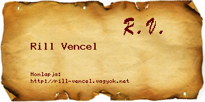 Rill Vencel névjegykártya